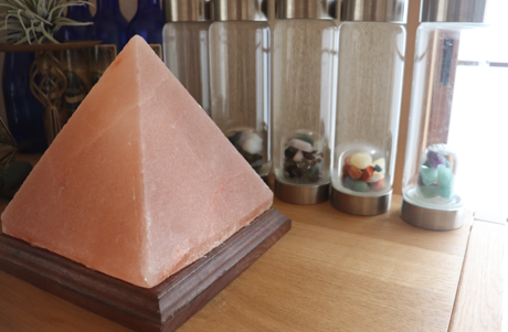 Space cleansed with Himalayan salt pyramid and power stones